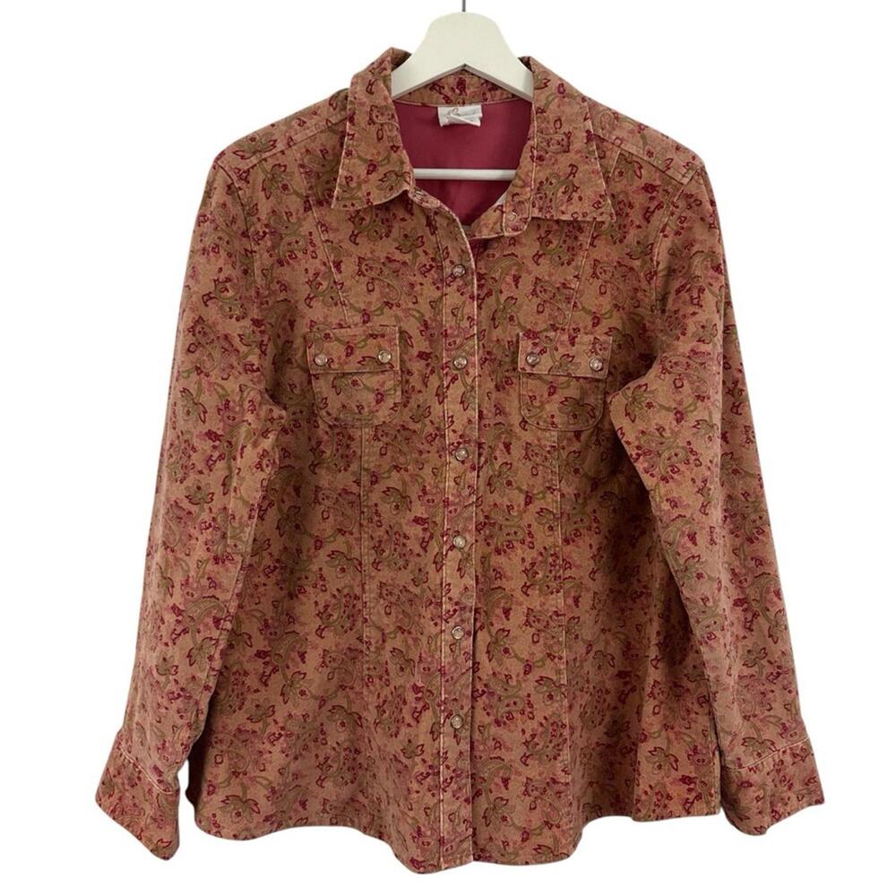 Oh Baby Motherhood Women’s Paisley Snap Button Long Sleeve Shirt Size L